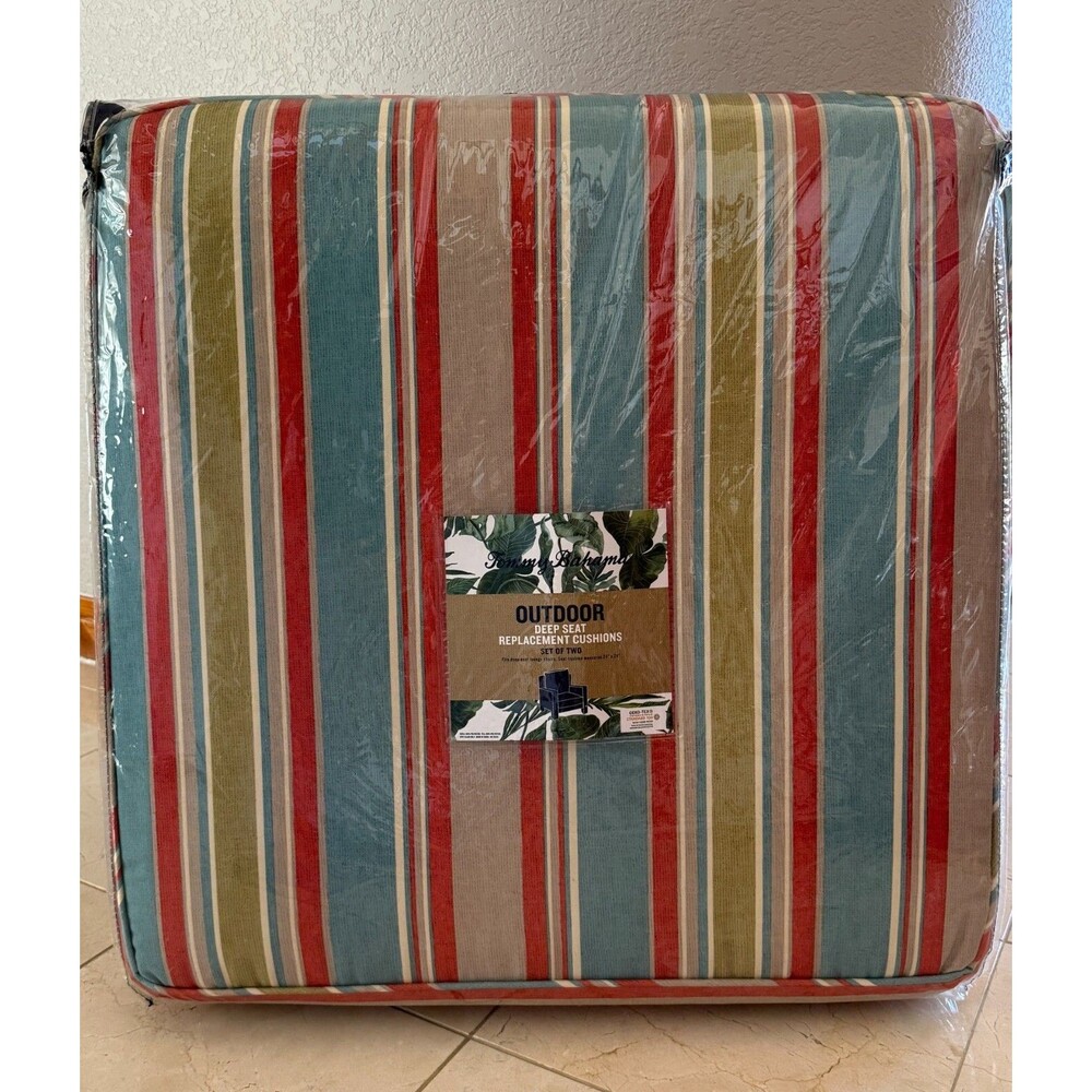 Tommy Bahama® Outdoor Deep Seat Cushions Stripes in Orange, Aqua, Tan, White NEW